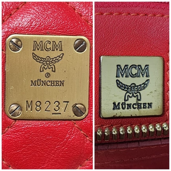 Authentic MCM Quilted Boston Leather Bag Red - Picture 12 of 14